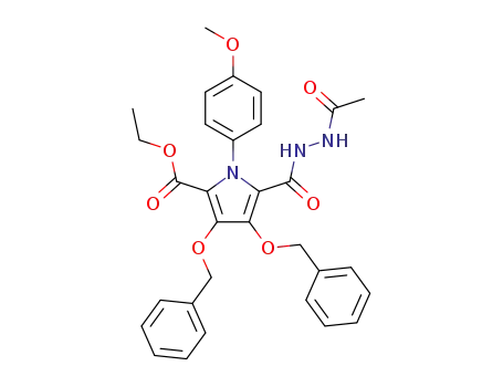 Molecular Structure of 1443054-10-1 (ethyl 5-(2-acetylhydrazinecarbonyl)-3,4-bis(benzyloxy)-1-(4-methoxyphenyl)-1H-pyrrole-2-carboxylate)