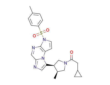 Molecular Structure of 1428243-48-4 (2-cyclopropyl-1-((3S,4R)-3-methyl-4-(3-tosyl-3H-imidazo[1,2-a]pyrrolo[2,3-e]pyrazin-8-yl)pyrrolidin-1-yl)ethanone)