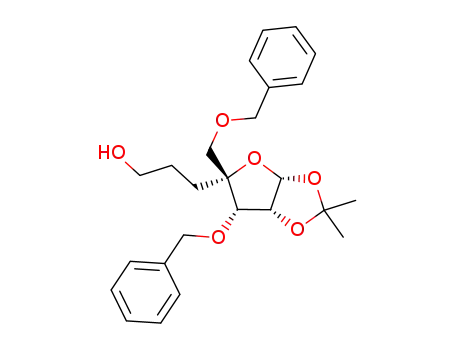 Molecular Structure of 945383-09-5 (3,5-di-O-benzyl-4-C-hydroxypropyl-1,2-O-isopropylidene-α-D-ribofuranose)