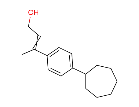 Molecular Structure of 610781-40-3 (2-Buten-1-ol, 3-(4-cycloheptylphenyl)-)