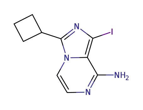 Molecular Structure of 867165-11-5 (3-cyclobutyl-1-iodoimidazo[1,5-a]pyrazin-8-amine)