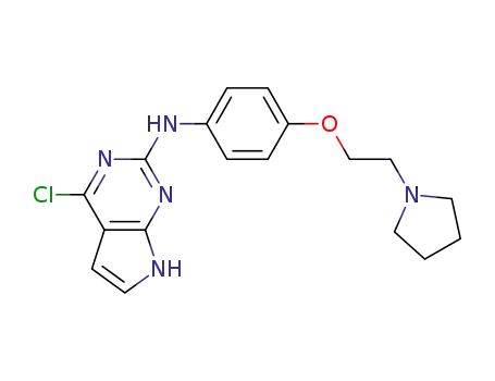 Molecular Structure of 1142945-83-2 (7H-Pyrrolo[2,3-d]pyrimidin-2-amine, 4-chloro-N-[4-[2-(1-pyrrolidinyl)ethoxy]phenyl]-)