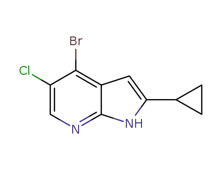Molecular Structure of 1187449-10-0 (1H-Pyrrolo[2,3-b]pyridine, 4-broMo-5-chloro-2-cyclopropyl-)