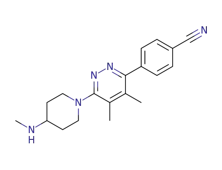 Molecular Structure of 1227070-29-2 (4-(4,5-dimethyl-6-(4-(methylamino)piperidin-1-yl)pyridazin-3-yl)benzonitrile)