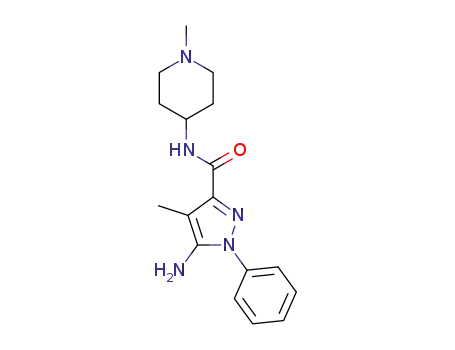 Molecular Structure of 1610455-25-8 (5-amino-4-methyl-N-(1-methylpiperidin-4-yl)-1-phenyl-1H-pyrazole-3-carboxamide)