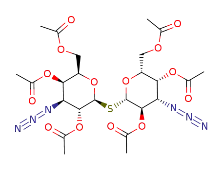Molecular Structure of 1193784-38-1 (2,2‘,4,4’,5,5‘,6,6‘-hexa-O-acetyl-3,3‘-diazido-3,3‘-dideoxy-1,1‘-sulfanediyl-di-β-D-galactopyranoside)