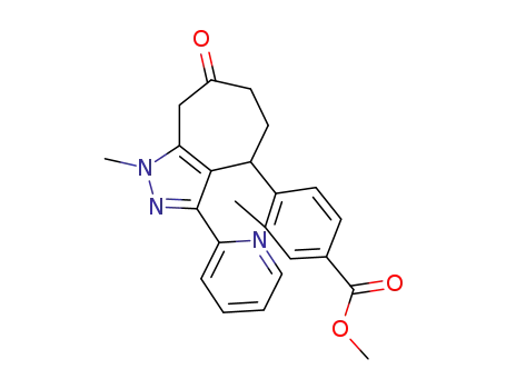 Molecular Structure of 1616364-27-2 (methyl 3-methyl-4-(1-methyl-7-oxo-3-(pyridin-2-yl)-1,4,5,6,7,8-hexahydrocyclohepta[c]pyrazol-4-yl)benzoate)