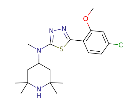 Molecular Structure of 1620516-01-9 (5-(4-chloro-2-methoxyphenyl)-N-methyl-N-(2,2,6,6-tetramethylpiperidin-4-yl)-1,3,4-thiadiazol-2-amine)