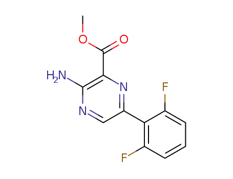 Molecular Structure of 1620013-45-7 (methyl 3-amino-6-(2,6-difluorophenyl)pyrazine-2-carboxylate)