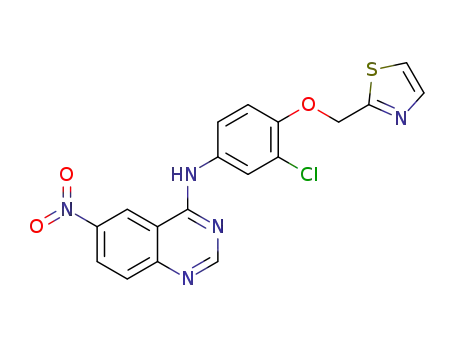 Molecular Structure of 1630042-67-9 (N-(3-chloro-4-(thiazol-2-ylmethoxy)phenyl)-6-nitroquinazolin-4-amine)