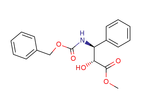 Molecular Structure of 158810-74-3 ((-)-(2R,3S)-methyl 3-(benzyloxycarbonylamino)-2-hydroxy-3-phenylpropanoate)