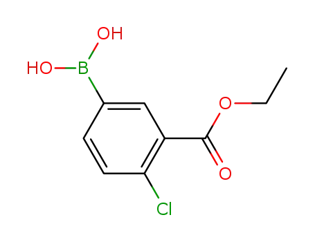 Molecular Structure of 874219-46-2 (4-Chloro-3-(ethoxycarbonyl)phenylboronic acid)