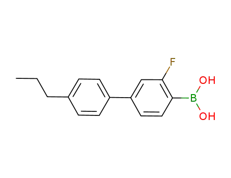 Molecular Structure of 909709-42-8 (Boronic acid,B-(3-fluoro-4'-propyl[1,1'-biphenyl]-4-yl)-)