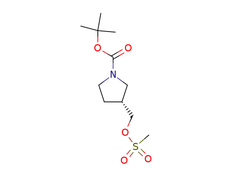 Molecular Structure of 177947-76-1 (1-Pyrrolidinecarboxylic acid, 3-[[(methylsulfonyl)oxy]methyl]-,
1,1-dimethylethyl ester, (R)-)