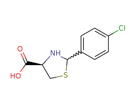Molecular Structure of 198991-78-5 (4-Thiazolidinecarboxylic acid, 2-(4-chlorophenyl)-, (4R)-)