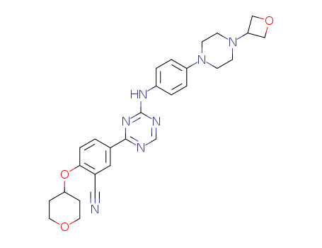 1893397-65-3,5-(4-((4-(4-(oxetan-3-yl)piperazin-1-yl)phenyl)amino)-1,3,5-triazin-2-yl)-2-((tetrahydro-2H-pyran-4-yl)oxy)benzonitrile,