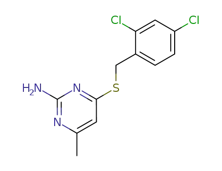 Molecular Structure of 7249-21-0 (4-[(2,4-dichlorophenyl)methylsulfanyl]-6-methyl-pyrimidin-2-amine)