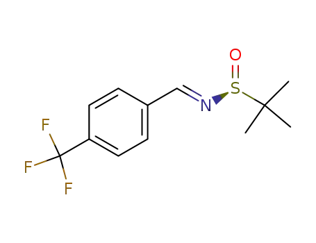 Molecular Structure of 851513-48-9 ((S)-2-methyl-propane-2-sulfinic acid 1-(4-trifluoromethyl-phenyl)-meth-(E)-ylideneamide)