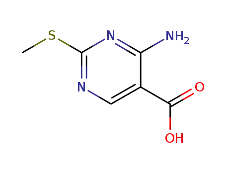 Molecular Structure of 771-81-3 (5-Pyrimidinecarboxylic acid, 4-amino-2-(methylthio)-)