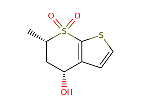 Molecular Structure of 147128-77-6 ((4S,6S)-4H-Thieno[2,3-b]-thiopyran-4-ol-5,6-dihydro-6-methyl-7,7-dioxide)