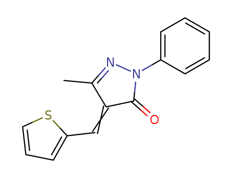 Molecular Structure of 126440-96-8 (3H-Pyrazol-3-one,
2,4-dihydro-5-methyl-2-phenyl-4-(2-thienylmethylene)-)
