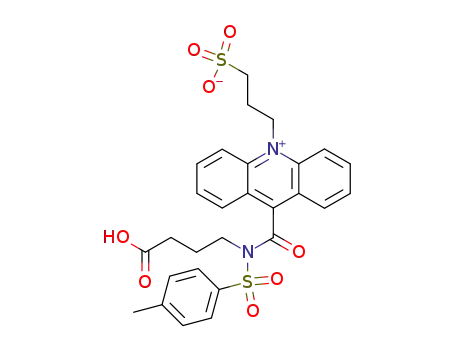 Molecular Structure of 211106-69-3 (3-[9-(((3-(carboxypropyl)[4-Methxylphenyl]sulfonyl)aMine)carboxyl]-10-acridiniuMyl)-1-propanesulfonate inner salt)