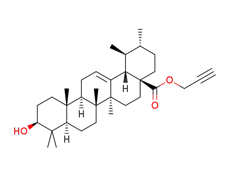 Molecular Structure of 1243271-20-6 (prop-2-yn-1-yl (1S,2R,4aS,6aS,6bR,12aR)-10-hydroxy-1,2,6a,6b,9,9,12a-heptamethyl-1,3,4,5,6,6a,6b,7,8,8a,9,10,11,12,12a,12b,13,14b-octadecahydropicene-4a(2H)carboxylate)