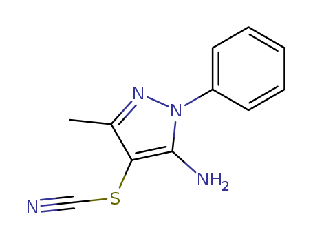Molecular Structure of 19688-95-0 (Thiocyanic acid, 5-amino-3-methyl-1-phenyl-1H-pyrazol-4-yl ester)