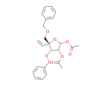 Molecular Structure of 1146197-36-5 ((3R,4S,5R)-4-(benzyloxy)-5-(benzyloxymethyl)-5-vinyltetrahydrofuran-2,3-diyl diacetate)