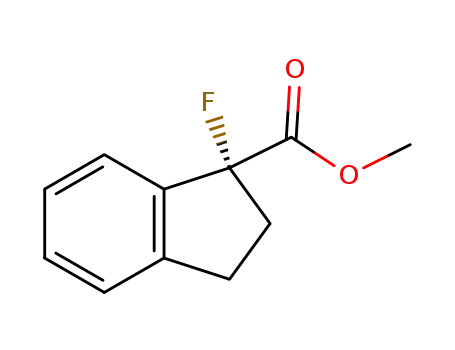 Molecular Structure of 1467076-67-0 ((R)-1-fluoroindan-1-carboxylic acid methyl ester)