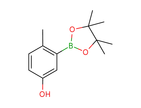 Molecular Structure of 1196985-65-5 (4-methyl-3-(4,4,5,5-tetramethyl-1,3,2-dioxaborolan-2-yl)phenol)