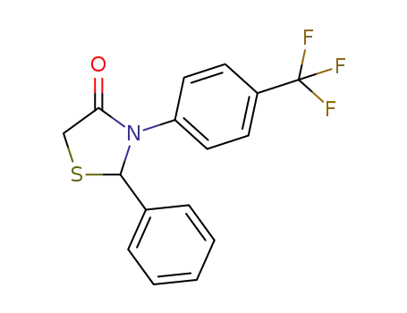 Molecular Structure of 118416-43-6 (2-phenyl-3-[4-(trifluoromethyl)phenyl]-1,3-thiazolidin-4-one)