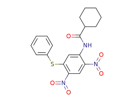 Molecular Structure of 1448876-52-5 (1-(cyclohexanecarboxamido)-5-(phenylthio)-2,4-dinitrobenzene)