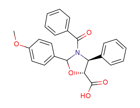 Molecular Structure of 949023-16-9 ((4S,5R)-3-Benzoyl-2-(4-methoxyphenyl)-4-phenyl-5-oxazolidinecarboxylic acid)