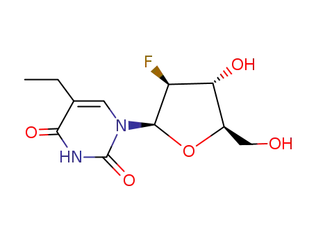 Molecular Structure of 83546-42-3 (2'-Fluoro-5-ethylarabinosyluracil)
