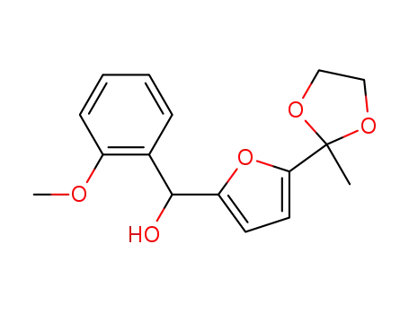 Molecular Structure of 500367-42-0 ((2-methoxyphenyl)-[5-(2-methyl[1,3]dioxolane-2-yl)furan-2-yl]methyl alcohol)