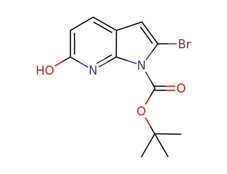 Molecular Structure of 1198416-36-2 (1H-Pyrrolo[2,3-b]pyridine-1-carboxylic acid, 2-bromo-6,7-dihydro-6-oxo-, 1,1-dimethylethyl ester)