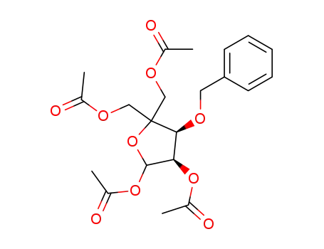 Molecular Structure of 552856-35-6 (Acetic acid (3S,4R)-4,5-diacetoxy-2-acetoxymethyl-3-benzyloxy-tetrahydro-furan-2-ylmethyl ester)