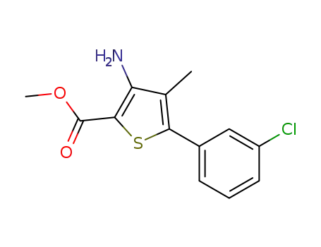 Molecular Structure of 1293119-61-5 (3-amino-5-(3-chlorophenyl)-4-methyl-thiophene-2-carboxylic acid methyl ester)