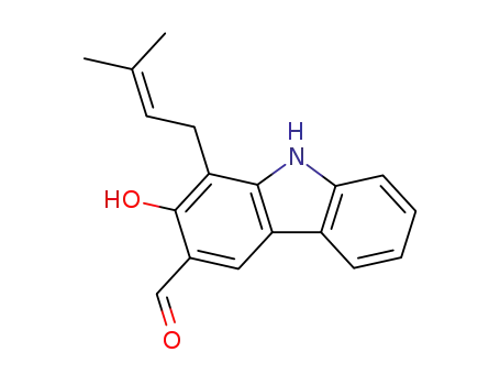 Molecular Structure of 17750-35-5 (1-(3-Methyl-2-butenyl)-2-hydroxy-9H-carbazole-3-carbaldehyde)