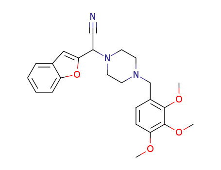 Molecular Structure of 1449498-50-3 (2-(benzofuran-2-yl)-2-(4-(2,3,4-trimethoxybenzyl)piperazin-1-yl)acetonitrile)
