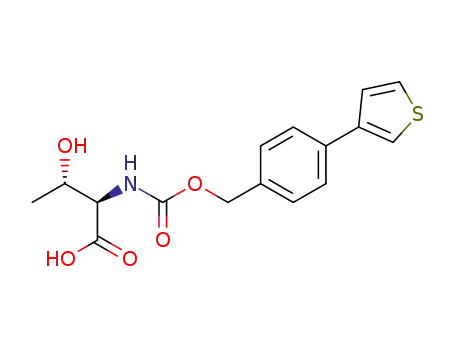 Molecular Structure of 1439368-16-7 ((2R,3S)-3-hydroxy-2-[({[4-(thiophen-3-yl)phenyl]methoxy}carbonyl)amino]butanoic acid)
