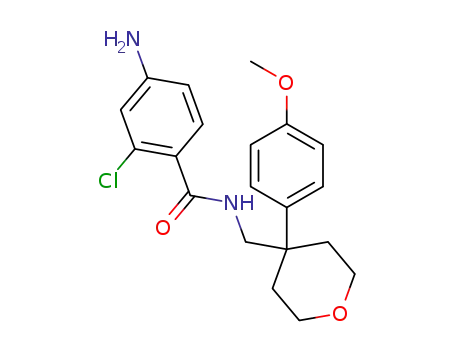 Molecular Structure of 1445797-07-8 (4-amino-2-chloro-N-[4-(4-methoxyphenyl)tetrahydropyran-4-ylmethyl]benzamide)