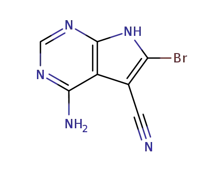 Molecular Structure of 19393-83-0 (4-AMINO-6-BROMO-7H-PYRROLO[2,3-D]PYRIMIDINE-5-CARBONITRILE)