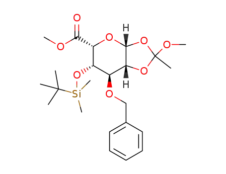 Molecular Structure of 1448263-56-6 (methyl 3-O-benzyl-4-O-tert-butyldimethylsilyl-β-L-idopyranuronate 1,2-(methyl-orthoacetate))
