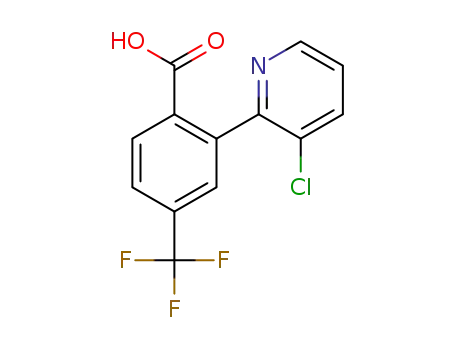Molecular Structure of 1423022-47-2 (2-(3-chloro-pyridin-2-yl)-4-trifluoromethyl-benzoic acid)