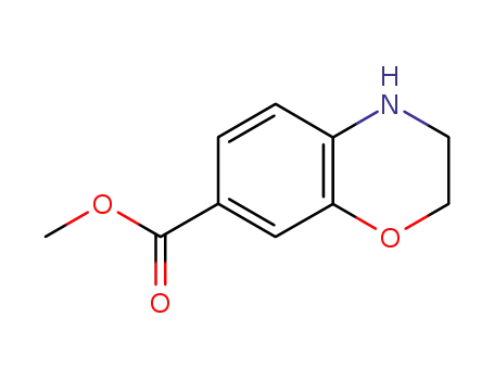 Molecular Structure of 142166-01-6 (3,4-Dihydro-2H-benzo[1,4]oxazine-7-carboxylic acid methyl ester)