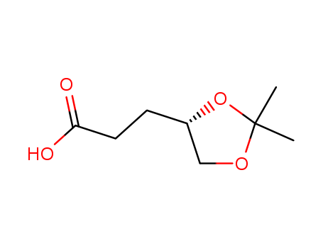Molecular Structure of 111192-54-2 (1,3-Dioxolane-4-propanoic acid, 2,2-dimethyl-, (4S)-)