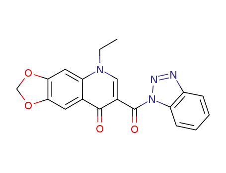 Molecular Structure of 1131147-59-5 (7-(1H-benzo[d][1,2,3]triazole-1-carbonyl)-5-ethyl-[1,3]dioxolo[4,5-g]quinolin-8(5H)-one)