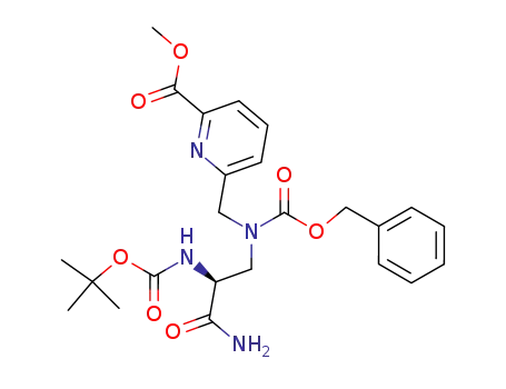 Molecular Structure of 80109-37-1 (2-Pyridinecarboxylic acid,
6-[[[3-amino-2-[[(1,1-dimethylethoxy)carbonyl]amino]-3-oxopropyl][(phen
ylmethoxy)carbonyl]amino]methyl]-, methyl ester, (S)-)